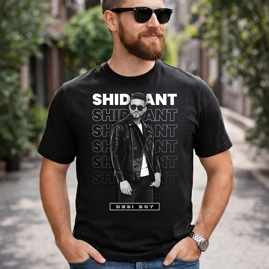 Personalized Desi Boy Name & Photo Black T-Shirt – Custom Stylish Graphic Tee | Love Craft Gifts