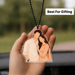 Personalized Faceless Couple Car Hanging – Custom Photo Acrylic Rear View Mirror Hanging Décor (2x3 Inch) | Love Craft Gifts