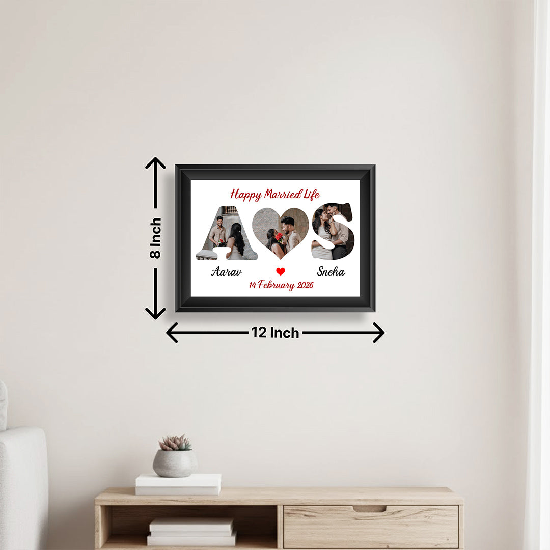 Personalized LOVE Photo Frame with Name & Date Customization 12x8 Inch | Love Craft Gifts