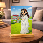 Personalized Shinchan Style Cartoon Photo Table Top (6×8 Inch) | Custom Cartoon Portrait Stand | Love Craft Gifts