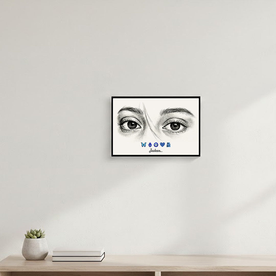 Personalized Sketch Eyes Wall Frame (12×8”) | Love Craft Gifts