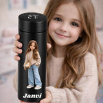 Personalized LED Temperature Water Bottle (500ml, Matte Black) – Custom Name & Photo Stainless Steel Vacuum Flask for Kids, Girls & Daily Use | Love Craft Gifts