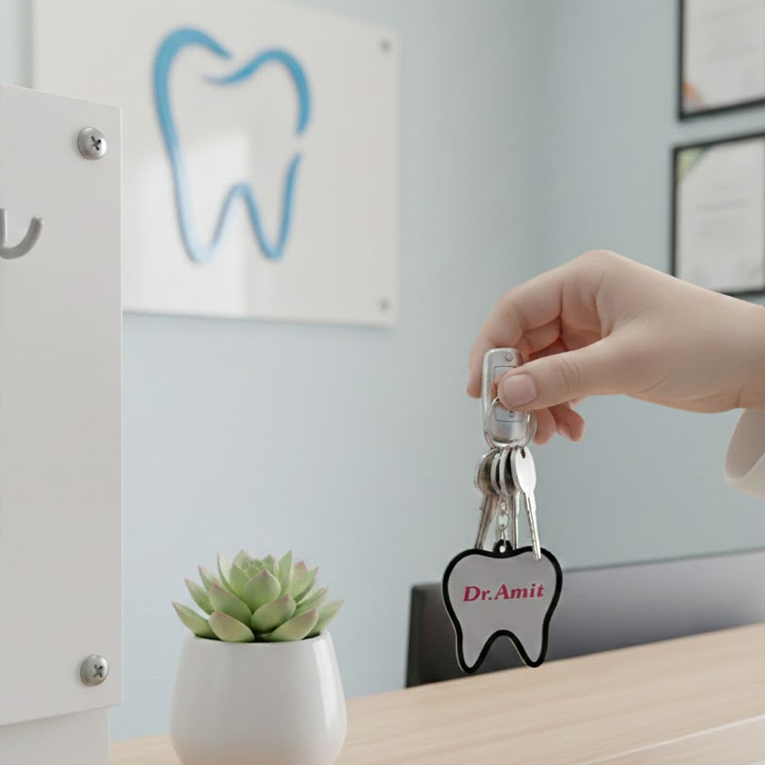 Personalized Tooth Shape Keychain (2 × 3")