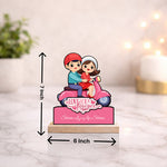 Personalized Couple Scooter Cartoon Wooden Cutout Table Stand – Custom Name Romantic Gift Décor (6x7 Inch) | Love Craft Gifts