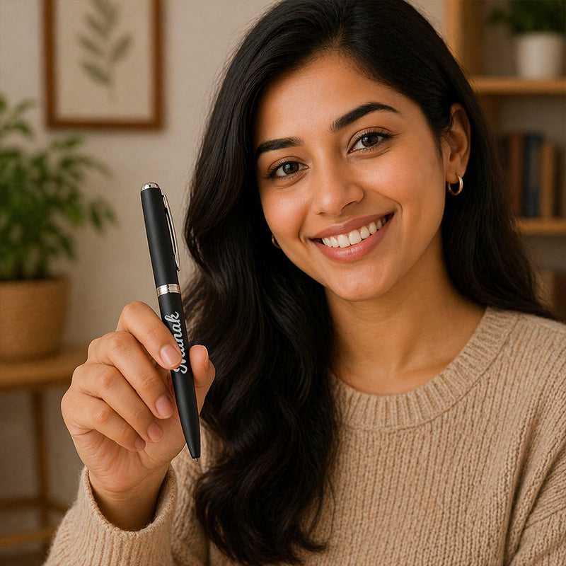 Personalized Matte Black Pen (Standard Size) – Elegant Custom Name Writing Gift for Professionals | Love Craft Gifts™
