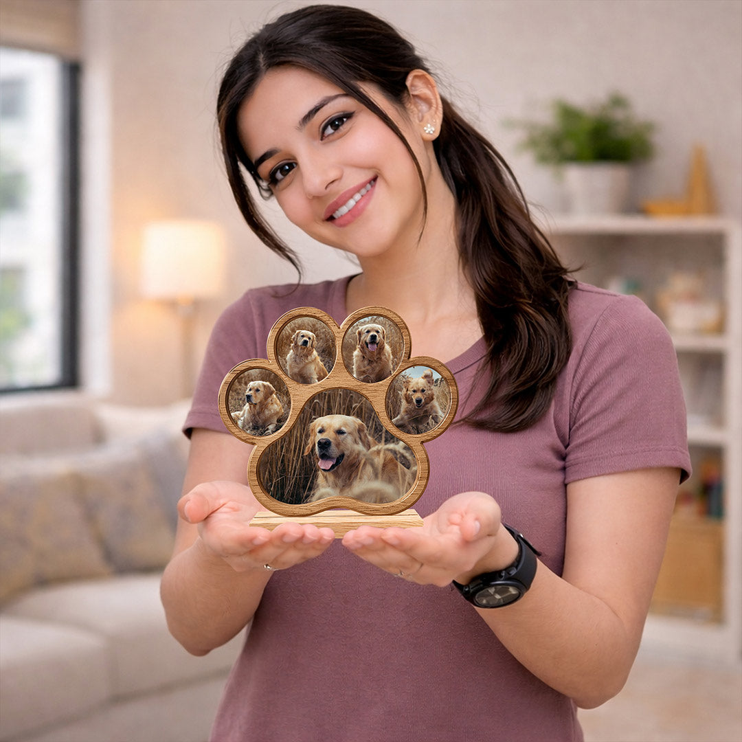 Personalized Pet Paw Photo Frame – Custom Dog Memory Wooden Frame (6x5 Inch) Unique Pet Lover Gift | Love Craft Gifts™