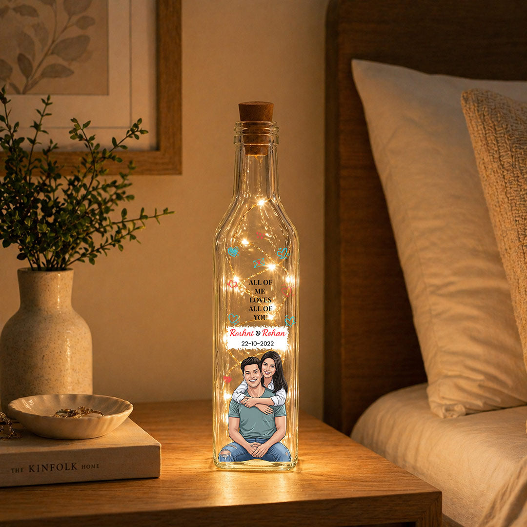 Personalized Couple Photo LED Bottle Lamp (Standard Size) – Romantic Custom Name Light Gift for Anniversary & Love Moments | Love Craft Gifts™