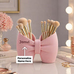 Personalized Bow Makeup Brush Holder Organizer (Standard Size) – Custom Name Vanity Storage Gift | Love Craft Gifts™