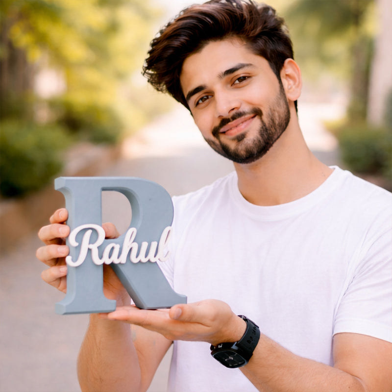 Personalized Alphabet Name Stand (6.5x6.5 Inch) Custom Initial Letter Plastic Table Top Décor with Name | Love Craft Gifts