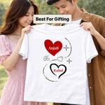 Personalized Couple Heart Name Print White T-Shirt – Unisex Casual Wear | Love Craft Gifts