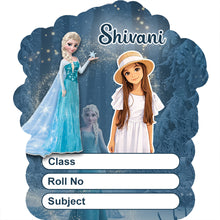 Personalized Ice Princess Cartoon Kids Name Slips – Illustrated Cartoon Art School Name Stickers (2×3 Inch, 24 Stickers)