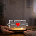 Personalized Puzzle Acrylic LED Lamp Custom Name Couple Gift 6x3 Inch | Love Craft Gifts