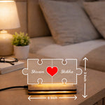 Personalized Puzzle Acrylic LED Lamp Custom Name Couple Gift 6x3 Inch | Love Craft Gifts