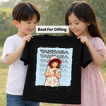 Personalized Cartoon Girl Name Black T-Shirt – Custom Girl Photo & Name Printed | Love Craft Gifts
