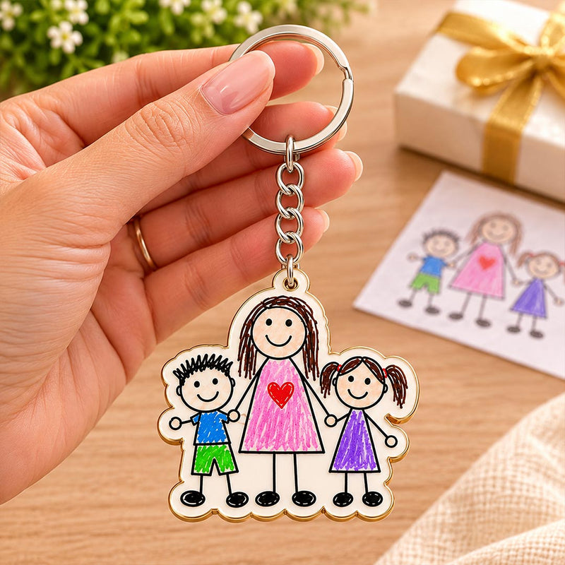 Personalized Kids Drawing Keychain 3x2" | Love Craft Gifts™