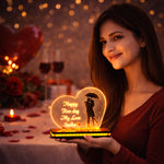 Personalized Acrylic Rose Day Lamp – Warm Light (5×7 Inch) | Love Craft Gifts