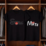 Couple Matching T-Shirts – “Soul Mate” Printed Cotton Tees for Couples | Romantic Matching Outfit for Boyfriend & Girlfriend | Love Craft Gifts