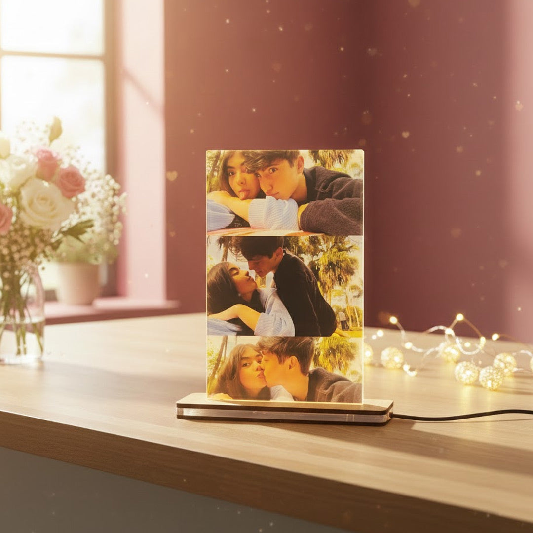 Personalized Couple Photo Acrylic Lamp – Single Light (6×9 Inch) | Love Craft Gifts