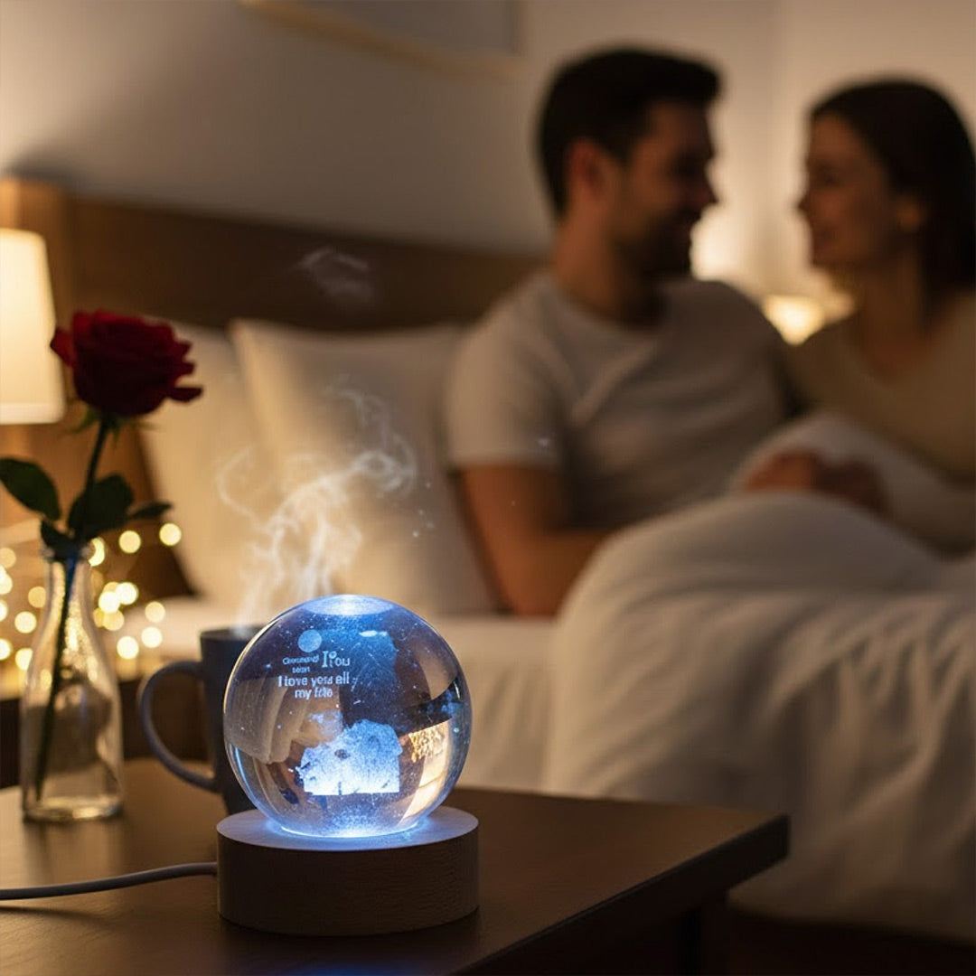 Personalized 3D Crystal Ball Multi-Color LED Lamp | Love Craft Gifts