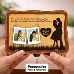Personalized Couple Photo Wooden Plaque – Custom Name & Photo Romantic Table Top Frame (10x7 Inch) Anniversary & Love Gift | Love Craft Gifts