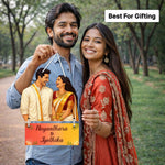 Personalized South Indian Couple Wooden Hanging Frame 9x12 Inch – Custom Name & Photo Traditional Gift | Love Craft Gifts™