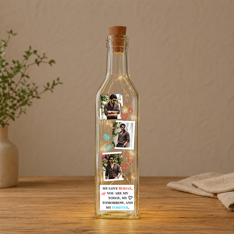 Personalized Multi Photo LED Bottle Lamp (Standard Size) – Custom Love Memory Light Gift with Name & Message | Love Craft Gifts™