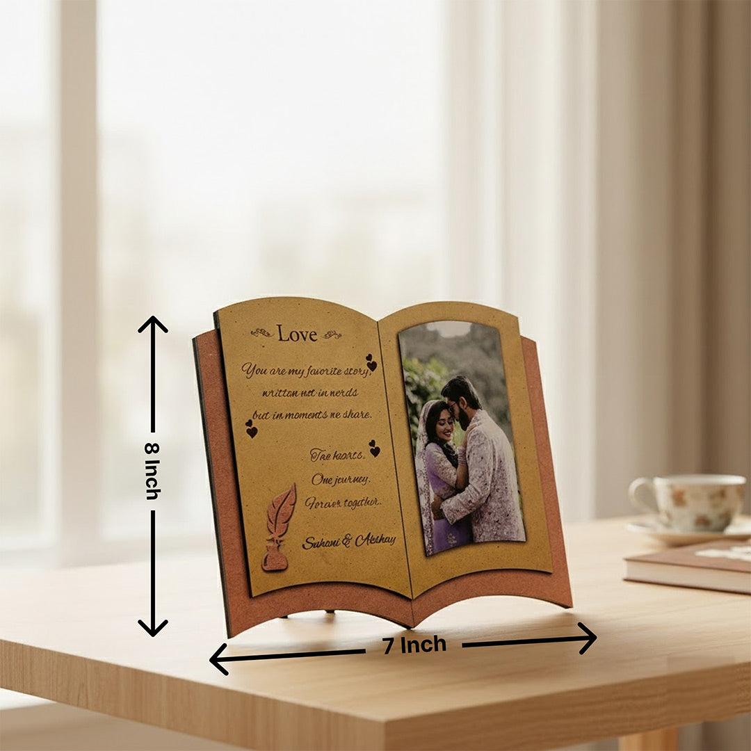Personalized Open Book Photo Frame with Custom Picture (7×8”) | Love Craft Gifts