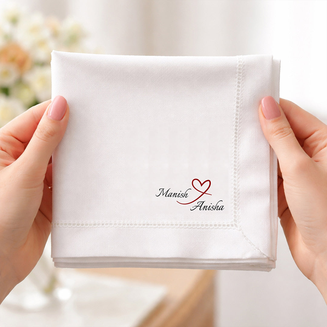 Personalized Couple Name Handkerchief – Custom Romantic Name Printed Hanky | Love Craft Gifts