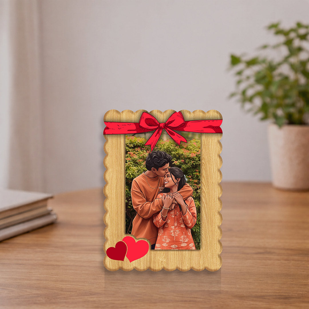 Personalized Couple Wooden Photo Frame Gift Romantic Love Desk Decor 5x7" | Love Craft Gifts