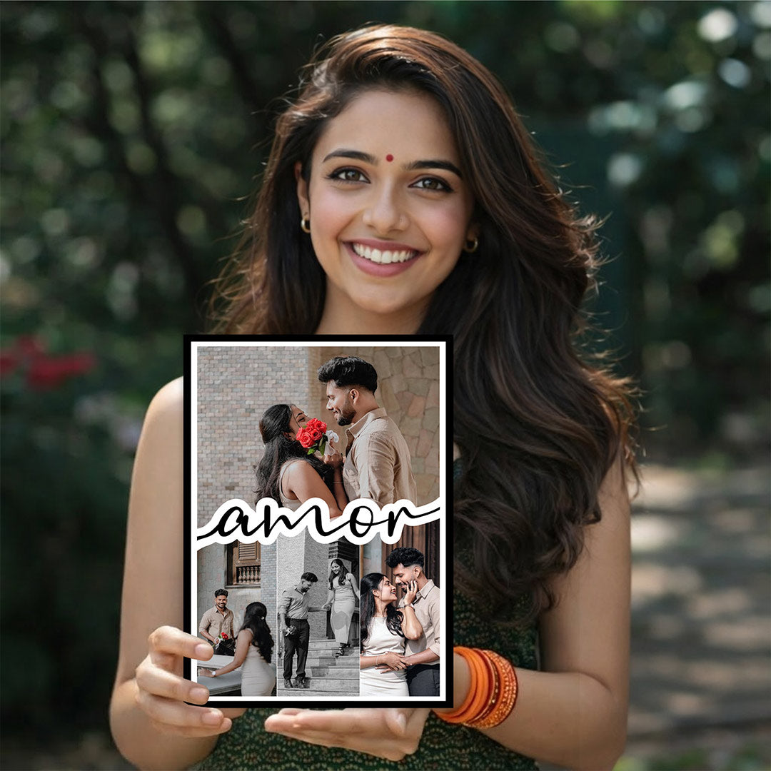 Personalized Amor Couple Photo Collage Frame – Custom Romantic Multi Photo Frame (All Sizes) | Love Craft Gifts