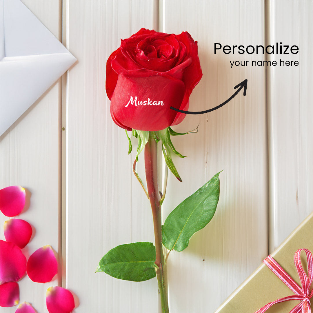 Red Roses Custom Personalized Real Red Rose with Custom Name – Elegant & Everlasting Gift