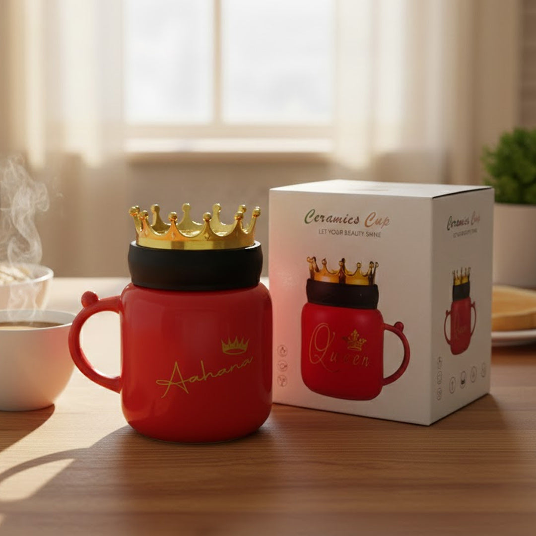 Personalized Queen Crown Ceramic Mug with Name – Royal Gift for Her | Love Craft Gifts