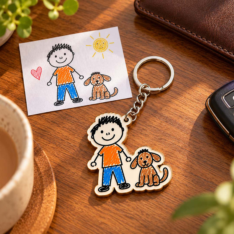 Personalized Kids Drawing Keychain 3x2" | Love Craft Gifts™