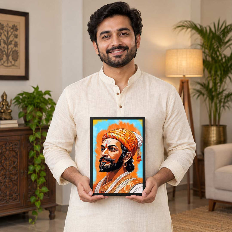 Traditional Maratha Warrior Portrait Frame | Heritage-Inspired Indian Décor | Love Craft Gifts™