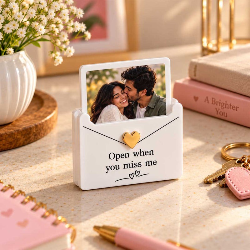 Personalized Photo Open When You Miss Me Keepsake | Romantic Couple Photo Message Holder | Love Craft Gifts™