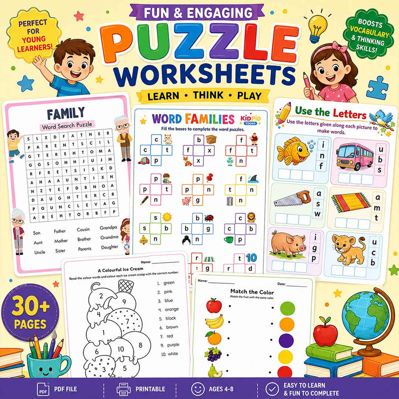 Online Worksheet For Kids Early Learning- Brain & Fun Activities Bundle (3 to 8 years)