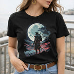 Samurai Moon Warrior Graphic Print Black T-Shirt – Unisex Casual Wear | Love Craft Gifts