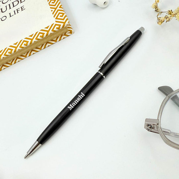 Personalized Twist Pen Slim Black Body with Golden Clip