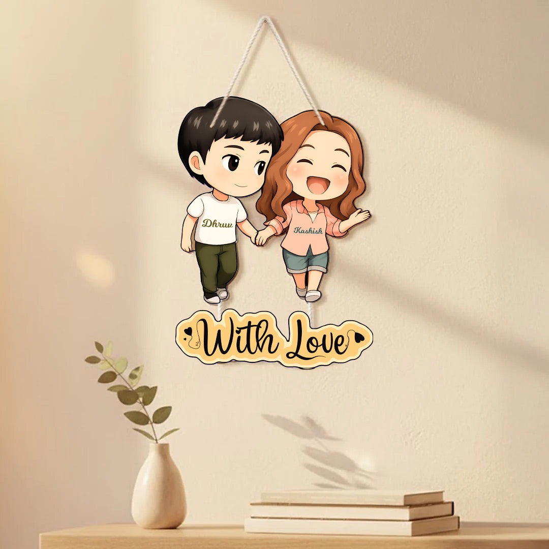 Customized Couple Cartoon Wall Hanging (11x16")