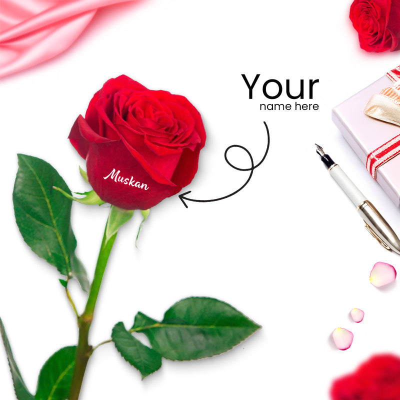 Personalized Real Red Rose with Custom Name – Elegant & Everlasting Gift
