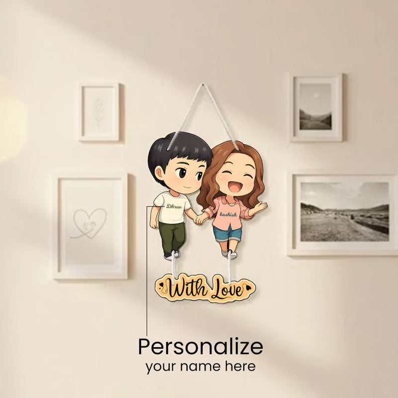 Customized Couple Cartoon Wall Hanging (11x16")