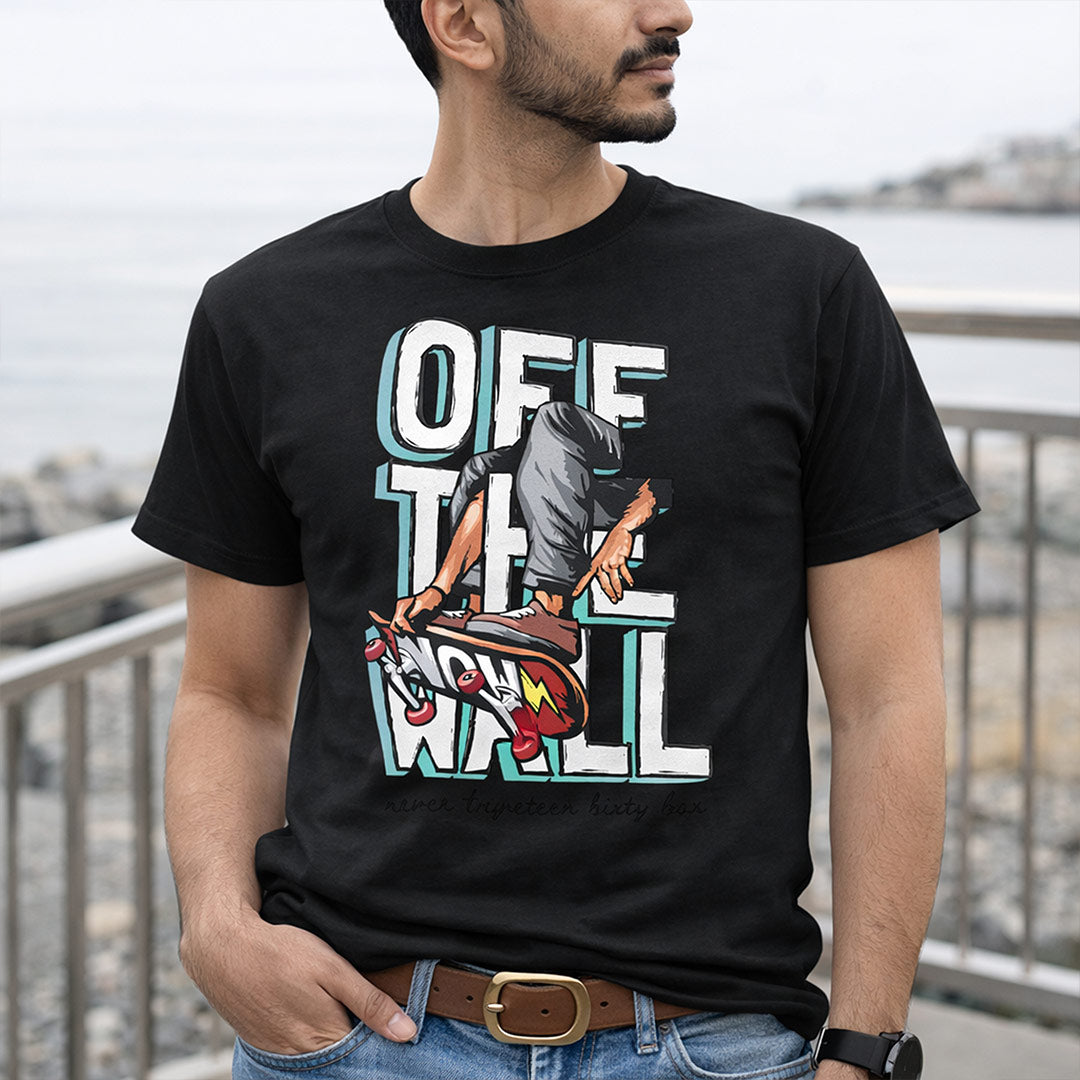 Off The Wall Skater Graphic Print Black T-Shirt – Unisex Casual Wear | Love Craft Gifts