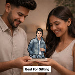 Personalized Cartoon Photo Wooden Table Stand with Name (8 Inch) Custom Portrait Desk Décor Gift for Boyfriend, Husband & Friends | Love Craft Gifts