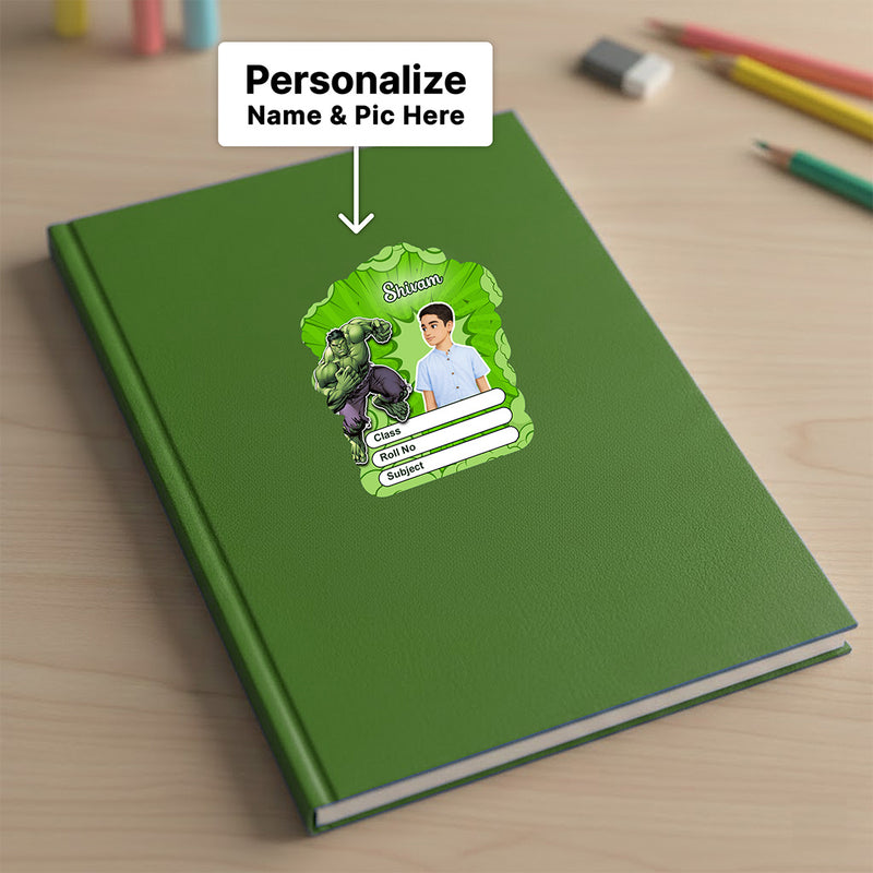 Personalized Hulk Superhero Kids Name Slips – Illustrated Cartoon Art School Name Stickers (2×3 Inch, 28 Stickers) | Love Craft Gifts