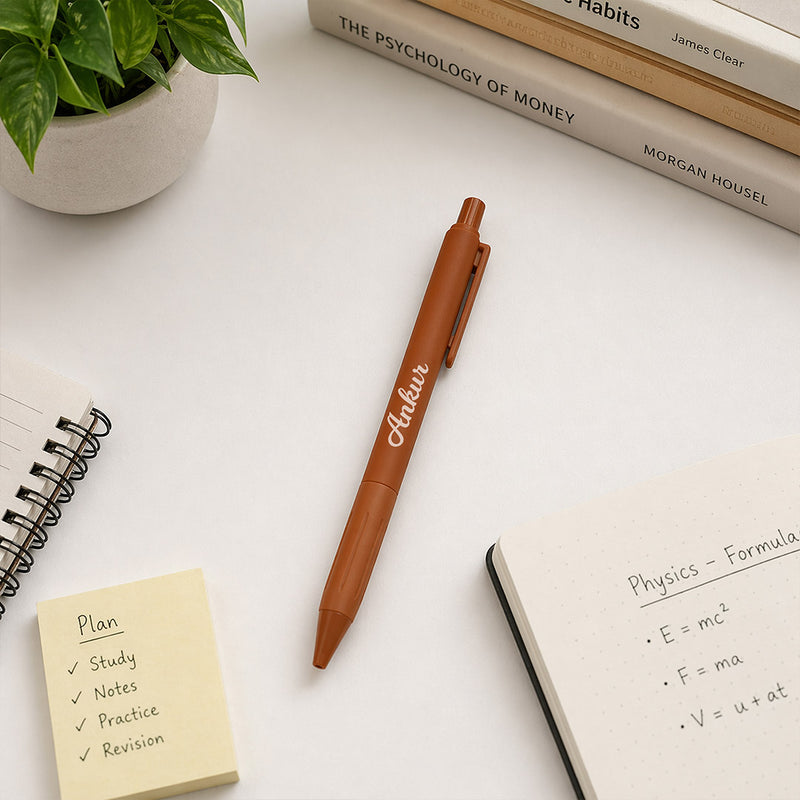 Personalized Tan Brown Pen (Standard Size) – Elegant Custom Name Writing Gift for Daily Use | Love Craft Gifts™