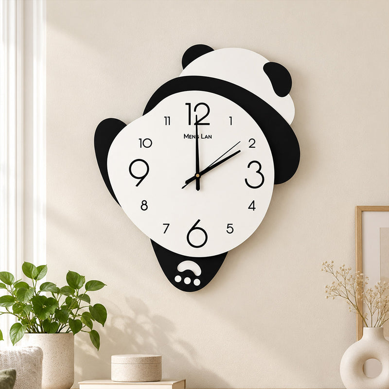 Panda Design Wall Clock 10x15″ | Cute Black & White Kids Room Clock | Love Craft Gifts™