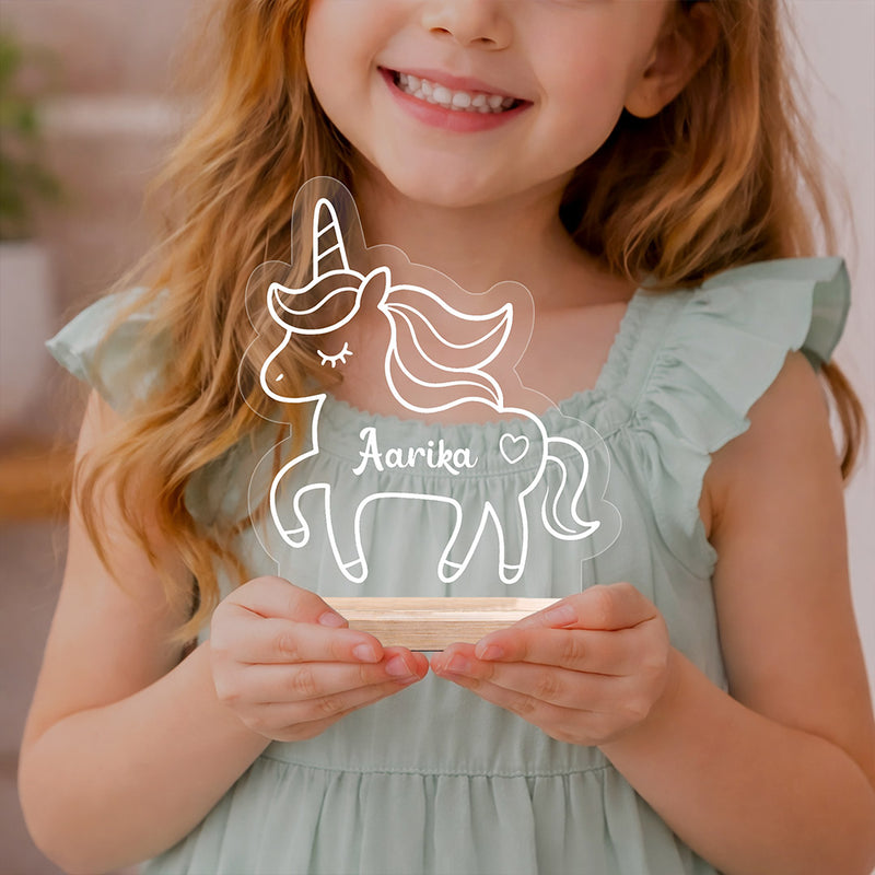 Personalized Unicorn Acrylic Name Stand 7x8 Inch – Custom Kids Name Display Gift | Love Craft Gifts™