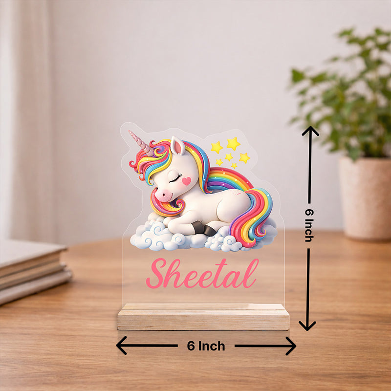 Personalized Unicorn Acrylic Name Stand 6x6 Inch – Custom Kids Name Display Gift | Love Craft Gifts™