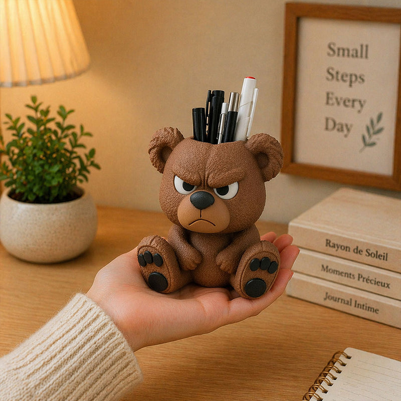 Personalized Cute Teddy Pen Stand – Custom Name Desk Organizer Gift for Couples & Kids | Love Craft Gifts™