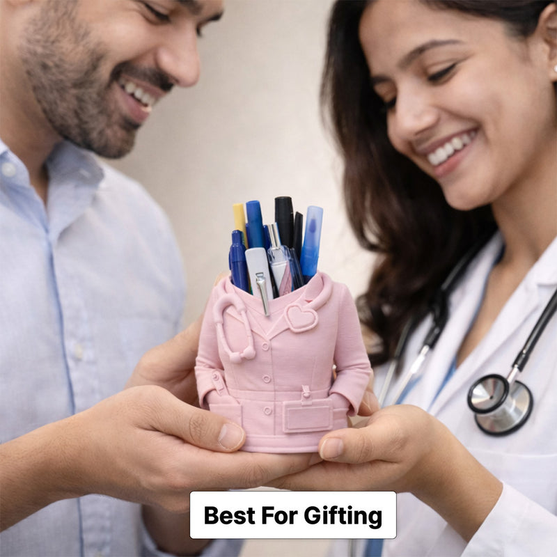 Personalized Doctor Coat Pen Stand with Name – Custom Medical Desk Organizer Gift for Doctors, Nurses & Medical Students | Love Craft Gifts™